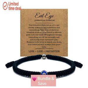 Adjustable Braided Faith Bracelet with Cross Charm Evil Eye Protection